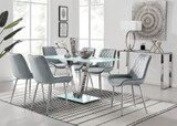 Florini V White Dining Table and 6 Pesaro Silver Leg Chairs - florini-white-glass-rectangle-dining-table-6-grey-velvet-pesaro-silver-chairs-set_1.jpg