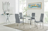 Cosmo Chrome Metal And Glass Dining Table And 4 Milan Dining Chairs Set - cosmo-4-seaterchrome-rectangle-dining-table-4-grey-leather-milan-chairs-set_1.jpg