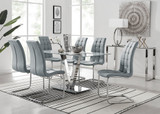 Florini V Grey Dining Table and 6 Murano Chairs - florini-6-seats-grey-glass-rectangle-dining-table-6-grey-leather-murano-chairs-set_1.jpg