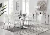 Florini V Grey Dining Table and 6 Isco Chairs - florini-6-seats-grey-glass-rectangle-dining-table-6-white-leather-isco-chairs-set_1.jpg