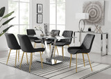 Florini V Grey Dining Table and 6 Pesaro Gold Leg Chairs - Florini-V-Grey-Glass-Dining-Table-6-Pesaro-gold-leg-black-fabric.jpg