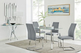 Cosmo Chrome Metal And Glass Dining Table And 4 Lorenzo Dining Chairs - cosmo-4-seaterchrome-rectangle-dining-table-4-grey-leather-lorenzo-chairs-set_1.jpg