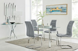 Cosmo Dining Table and 4 Murano Chairs - cosmo-4-seaterchrome-rectangle-dining-table-4-grey-leather-murano-chairs-set_1.jpg