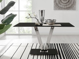 Florini V Black Dining Table and 6 Corona Silver Leg Chairs - florini-6-seats-black-glass-modern-rectangle-dining-table-1.jpg