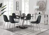 Florini V Black Dining Table and 6 Corona Silver Leg Chairs - florini-6-seats-black-glass-rectangle-dining-table-6-black-leather-corona-silver_1.jpg
