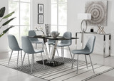 Florini V Black Dining Table and 6 Corona Silver Leg Chairs - florini-6-seats-black-glass-rectangle-dining-table-6-grey-leather-corona-silver.jpg