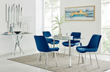 Cosmo Dining Table and 4 Pesaro Silver Leg Chairs - Cosmo-Chrome-And-Glass-Dining-Table-Pesaro-silver-leg-navy-fabric.jpg