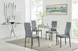 Cosmo Dining Table and 4 Milan Black Leg Chairs - cosmo-4-seater-rectangle-dining-table-4-grey-leather-milan-black-chairs-set.jpg