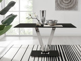 Florini V Black Dining Table and 6 Murano Chairs - florini-6-seats-black-glass-modern-rectangle-dining-table-1.jpg