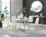 Adley White High Gloss Storage Dining Table & 4 Corona Gold Leg Chairs - adley-round-white-dining-table-4-white-leather-corona-gold-chairs-set.jpg