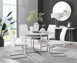 Adley White High Gloss Storage Dining Table & 4 Lorenzo Chairs - adley-round-white-dining-table-4-white-leather-lorenzo-silver-chairs-set.jpg