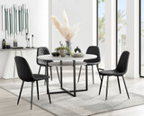 Adley Grey Concrete Effect Storage Dining Table & 4 Corona Black Leg Chairs - adley-round-grey-concrete-dining-table-4-black-leather-corona-black-chairs-set.jpg