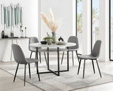 Adley Grey Concrete Effect Storage Dining Table & 4 Corona Black Leg Chairs - adley-round-grey-concrete-dining-table-4-grey-leather-corona-black-chairs-set.jpg