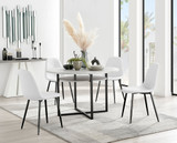 Adley Grey Concrete Effect Storage Dining Table & 4 Corona Black Leg Chairs - adley-round-grey-concrete-dining-table-4-white-leather-corona-black-chairs-set.jpg