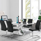 Atlanta Modern Rectangle Chrome Metal High Gloss White Dining Table And 6 Lorenzo Chairs Set - atlanta-6-chrome-gloss-rectangle-dining-table-6-black-leather-lorenzo-chairs-set-CROP.jpg