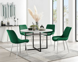 Adley Grey Concrete Effect Storage Dining Table & 4 Pesaro Silver Chairs - adley-round-grey-concrete-dining-table-4-green-velvet-pesaro-silver-chairs-set.jpg