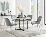 Adley Grey Concrete Effect Storage Dining Table & 4 Pesaro Silver Chairs - adley-round-grey-concrete-dining-table-4-grey-velvet-pesaro-silver-chairs-set.jpg