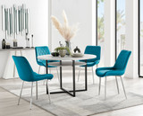 Adley Grey Concrete Effect Storage Dining Table & 4 Pesaro Silver Chairs - adley-round-grey-concrete-dining-table-4-blue-velvet-pesaro-silver-chairs-set.jpg