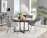 Adley Brown Wood Storage Dining Table & 4 Falun Silver Leg Chairs - adley-round-wood-dining-table-4-light-grey-fabric-falun-silver-chairs-set.jpg