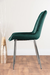Andria Black Leg Marble Effect Dining Table and 6 Pesaro Silver Leg Chairs - green-pesaro-velvet-silver-chrome-modern-luxury-dining-chair-5.jpg