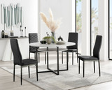 Adley Grey Concrete Effect Storage Dining Table & 4 Milan Black Leg Chairs - adley-round-grey-concrete-dining-table-4-black-leather-millan-black-chairs-set.jpg