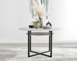 Adley Grey Concrete Effect Storage Dining Table & 4 Halle Chairs - adley-modern-round-grey-concrete-dining-table-2.jpg