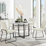 Adley Grey Concrete Effect Storage Dining Table & 4 Halle Chairs - adley-round-grey-concrete-dining-table-4-cream-fabric-halle-silver-chair-set-CROP.jpg