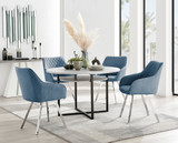 Adley Grey Concrete Effect Storage Dining Table & 4 Falun Silver Leg Chairs - adley-round-grey-concrete-dining-table-4-blue-fabric-falun-silver-chairs-set.jpg