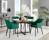 Adley Brown Wood Storage Dining Table & 4 Calla Black Leg Chairs - adley-round-wood-dining-table-4-green-velvet-calla-black-chairs-set.jpg