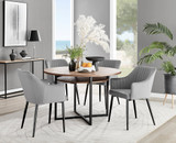 Adley Brown Wood Storage Dining Table & 4 Calla Black Leg Chairs - adley-round-wood-dining-table-4-grey-velvet-calla-black-chairs-set.jpg