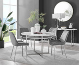 Adley White High Gloss Storage Dining Table & 4 Pesaro Silver Chairs - adley-round-white-dining-table-4-grey-velvet-pesaro-silver-chairs-set.jpg