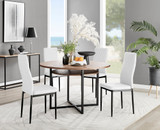 Adley Brown Wood Storage Dining Table & 4 Milan Black Leg Chairs - adley-round-wood-dining-table-4-white-leather-milan-black-chairs-set.jpg