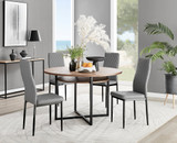 Adley Brown Wood Storage Dining Table & 4 Milan Black Leg Chairs - adley-round-wood-dining-table-4-grey-leather-milan-black-chairs-set.jpg