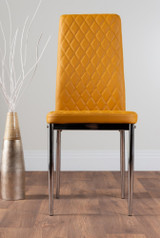 Adley White High Gloss Storage Dining Table & 4 Milan Chrome Leg Chairs - mustard-milan-hatched-chrome-metal-modern-stylish-dining-chair.jpg