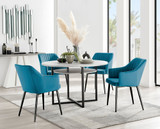 Adley Grey Concrete Effect Storage Dining Table & 4 Calla Black Leg Chairs - adley-round-grey-concrete-dining-table-4-blue-velvet-calla-black-chairs-set.jpg