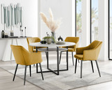 Adley Grey Concrete Effect Storage Dining Table & 4 Calla Black Leg Chairs - adley-round-grey-concrete-dining-table-4-mustard-velvet-calla-black-chairs-set.jpg