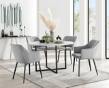 Adley Grey Concrete Effect Storage Dining Table & 4 Calla Black Leg Chairs - adley-round-grey-concrete-dining-table-4-grey-velvet-calla-black-chairs-set.jpg