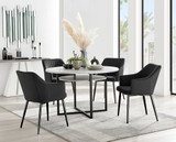 Adley Grey Concrete Effect Storage Dining Table & 4 Calla Black Leg Chairs - adley-round-grey-concrete-dining-table-4-blak-velvet-calla-black-chairs-set.jpg