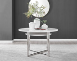 Adley White High Gloss Storage Dining Table & 4 Falun Black Leg Chairs - Adley-modern-round-white-dining-table-2.jpg