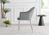 Adley White High Gloss Storage Dining Table & 4 Calla Silver Leg Chairs - Calla-grey-silver-dining-chair-3.jpg