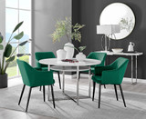 Adley White High Gloss Storage Dining Table & 4 Calla Black Leg Chairs - adley-round-white-dining-table-4-green-velvet-calla-black-chairs-set.jpg