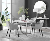 Adley White High Gloss Storage Dining Table & 4 Calla Black Leg Chairs - adley-round-white-dining-table-4-grey-velvet-calla-black-chairs-set.jpg