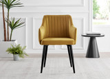 Adley White High Gloss Storage Dining Table & 4 Calla Black Leg Chairs - Calla-mustard-black-dining-chair-2.jpg