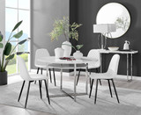 Adley White High Gloss Storage Dining Table & 4 Corona Black Leg Chairs - adley-round-white-dining-table-4-white-leather-corona-black-chairs-set.jpg