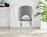 Adley White High Gloss Storage Dining Table & 4 Arlon Silver Leg Chairs - Arlon-Grey-Velvet-Silver-Leg-Dining-Chair-4.jpg