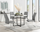 Adley Grey Concrete Effect Storage Dining Table & 4 Lorenzo Chairs - adley-round-grey-concrete-dining-table-4-grey-leather-lorenzo-silver-chairs-set.jpg