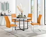 Adley Grey Concrete Effect Storage Dining Table & 4 Lorenzo Chairs - adley-round-grey-concrete-dining-table-4-mustard-leather-lorenzo-silver-chairs-set.jpg
