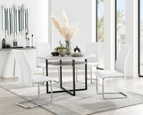 Adley Grey Concrete Effect Storage Dining Table & 4 Lorenzo Chairs - adley-round-grey-concrete-dining-table-4-white-leather-lorenzo-silver-chairs-set.jpg