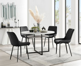 Adley Grey Concrete Effect Storage Dining Table & 4 Pesaro Black Leg Chairs - adley-round-grey-concrete-dining-table-4-black-velvet-pesaro-black-chairs-set.jpg