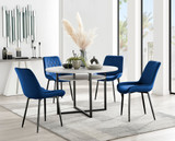 Adley Grey Concrete Effect Storage Dining Table & 4 Pesaro Black Leg Chairs - adley-round-grey-concrete-dining-table-4-navy-velvet-pesaro-black-chairs-set.jpg